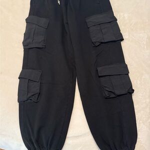 Garage Black Jogger Pants with Red Accent Nail